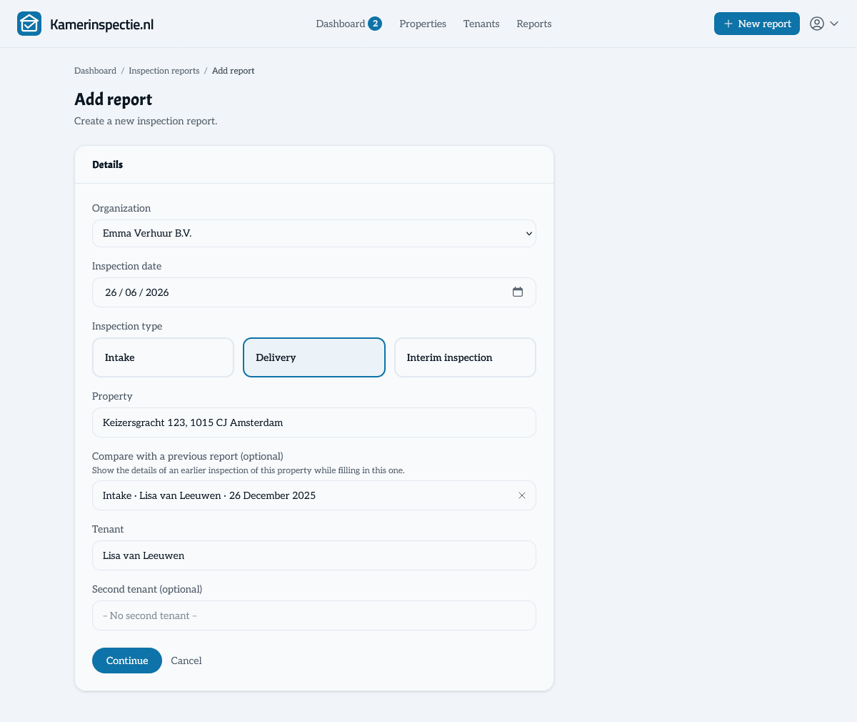 Comparing an inspection report with an earlier inspection in Kamerinspectie