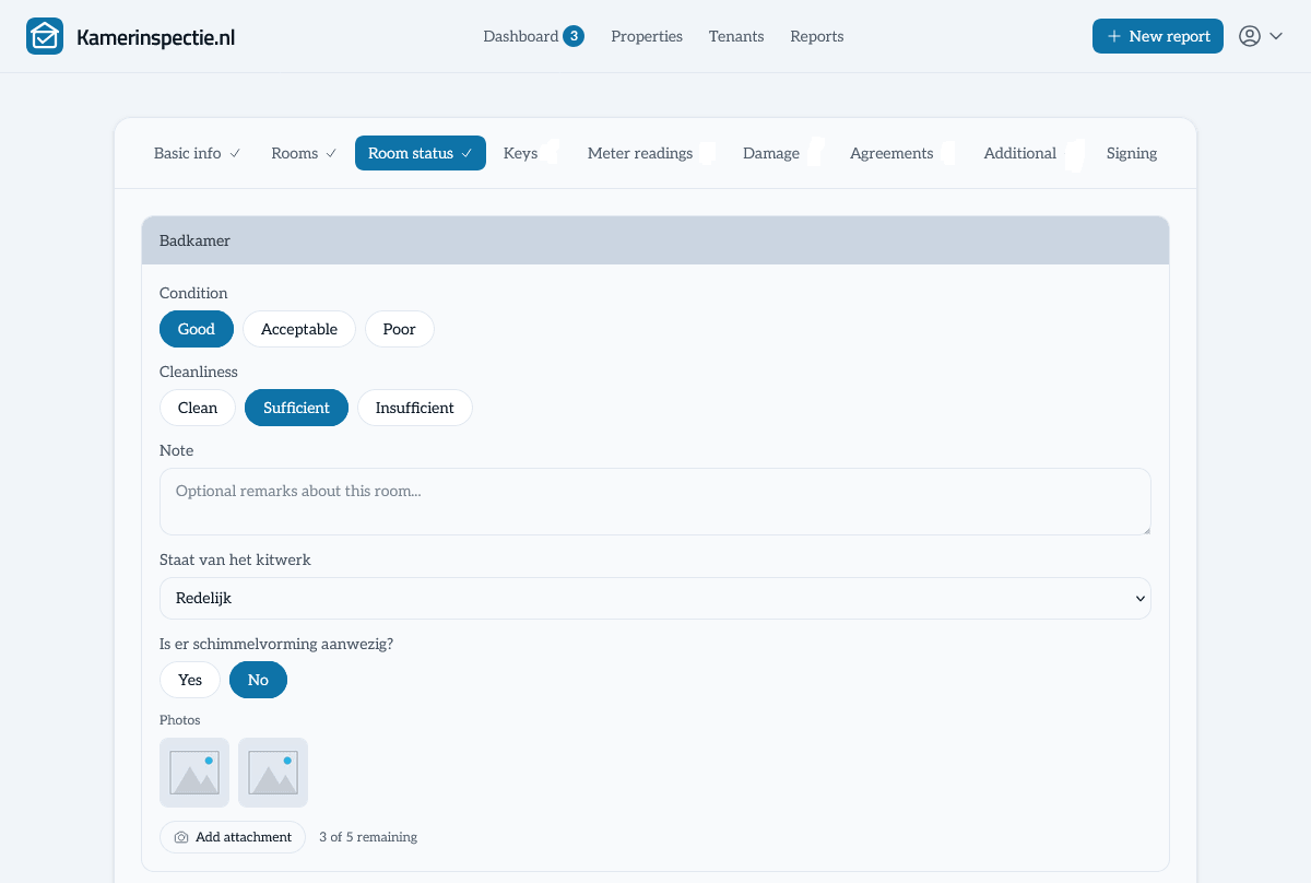 Managing custom fields in Kamerinspectie