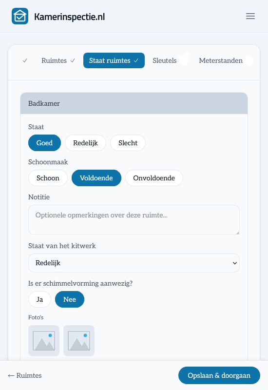 Staat van ruimtes vastleggen via het stappenplan in Kamerinspectie